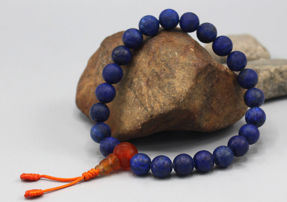 Lapislazuli Bracelet with Carnelian Guru Beads - nepacrafts