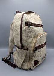Himalayan Pure Hemp Backpack Leather Edging - nepacrafts