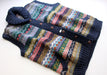 Dark Blue Border Handknitted Women's Multicolor Cardigan Sweater - nepacrafts