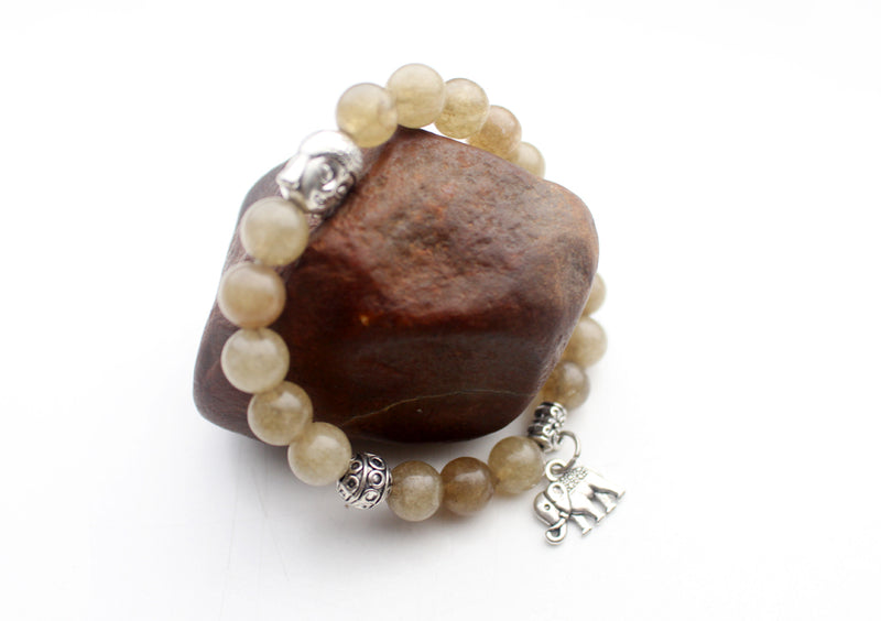 Buddha Head Counter with Elephant Charms Stone Bracelet - nepacrafts