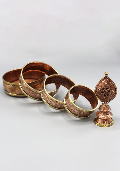 Copper Tibetan Buddhist Offering Mandala Set 4" - nepacrafts