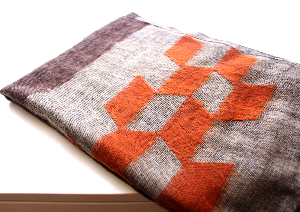 Grey Orange Himalayan 100% Pure Woolen Shawls Nepal - nepacrafts