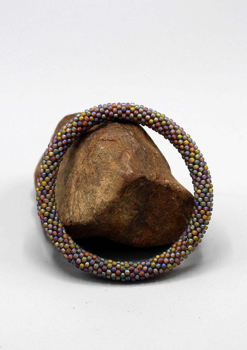 Purple Shining Glass Beads Roll on Bracelet