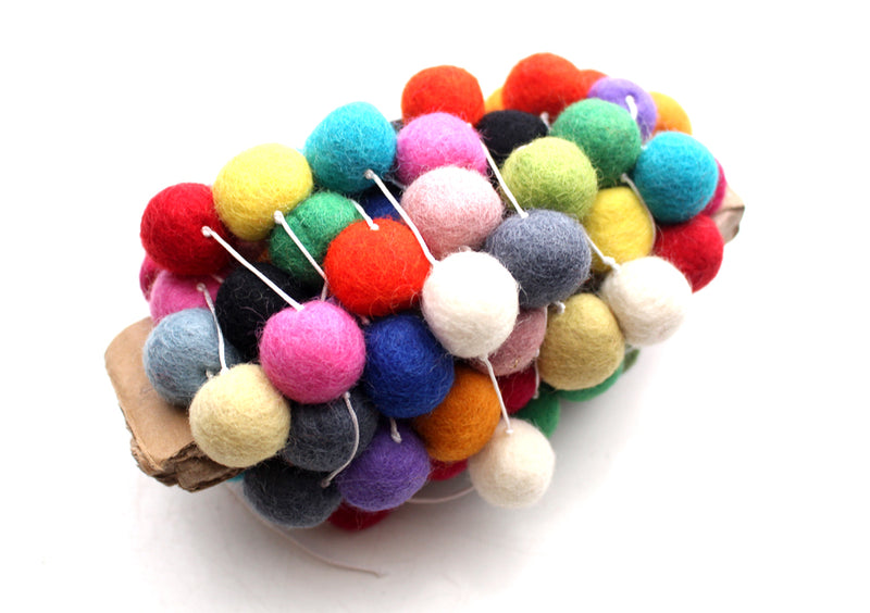 Multicolor Felt Ball Pom Pom Christmas Hanging Nursery Decor - nepacrafts
