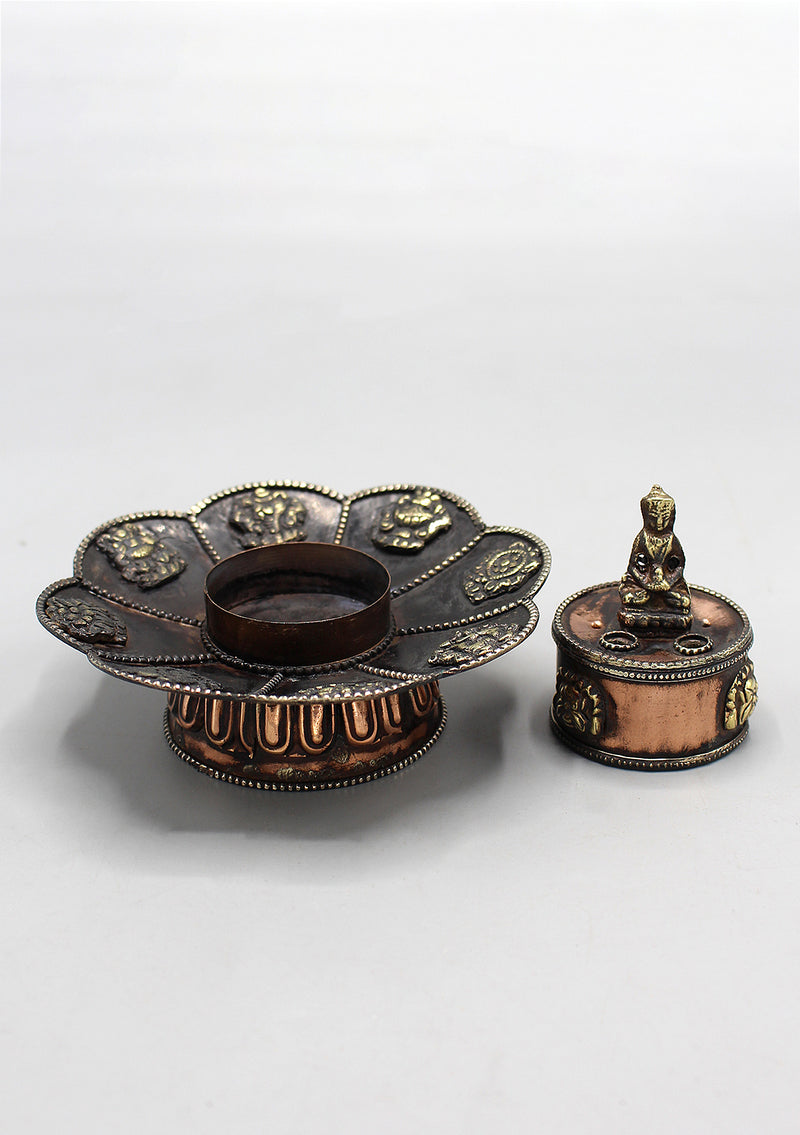 Eight Auspicious Symbol Lotus Incense Burner