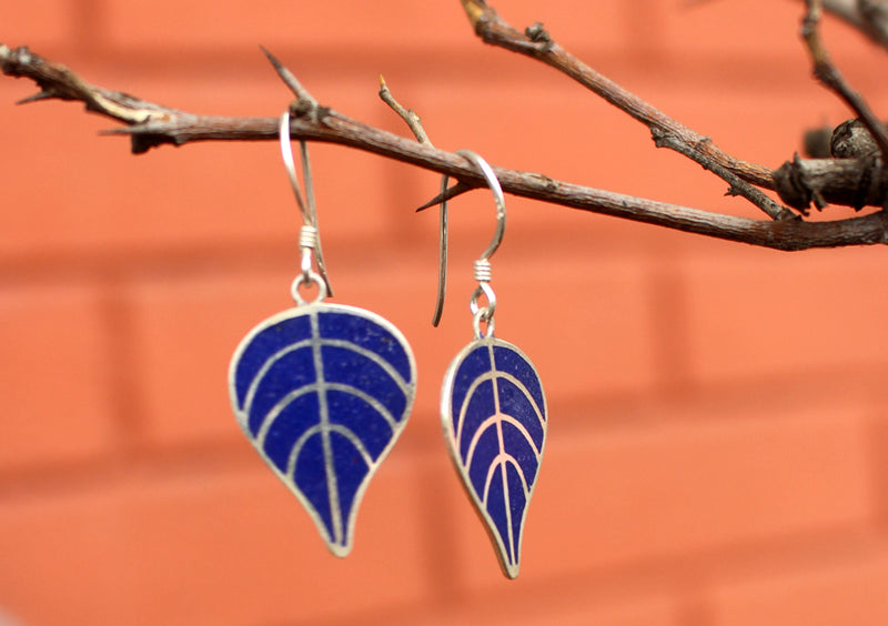 Bodhi Leaf Sterling Silver Drop Earrings - nepacrafts