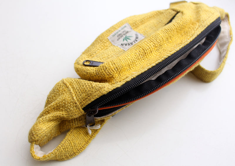 Yellow Hemp Fanny Pack, Hemp Waist Utility Belt, Hemp money bag - nepacrafts