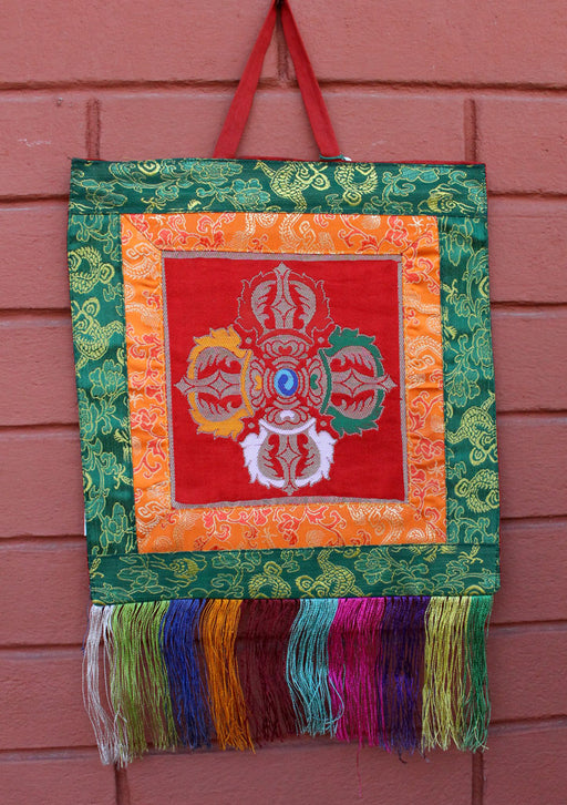 Tibetan Dorjee Brocade Wall Hanging Banner - nepacrafts