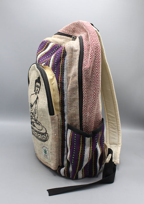 Buddha Printed Natural Hemp Backpack