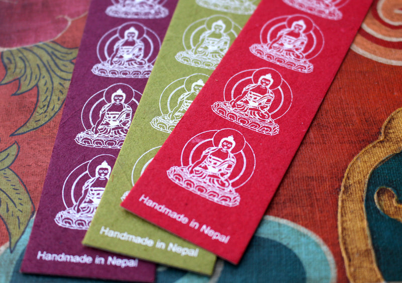 Shakyamuni Buddha Lokta Paper Bookmark with Charm Tassel - nepacrafts