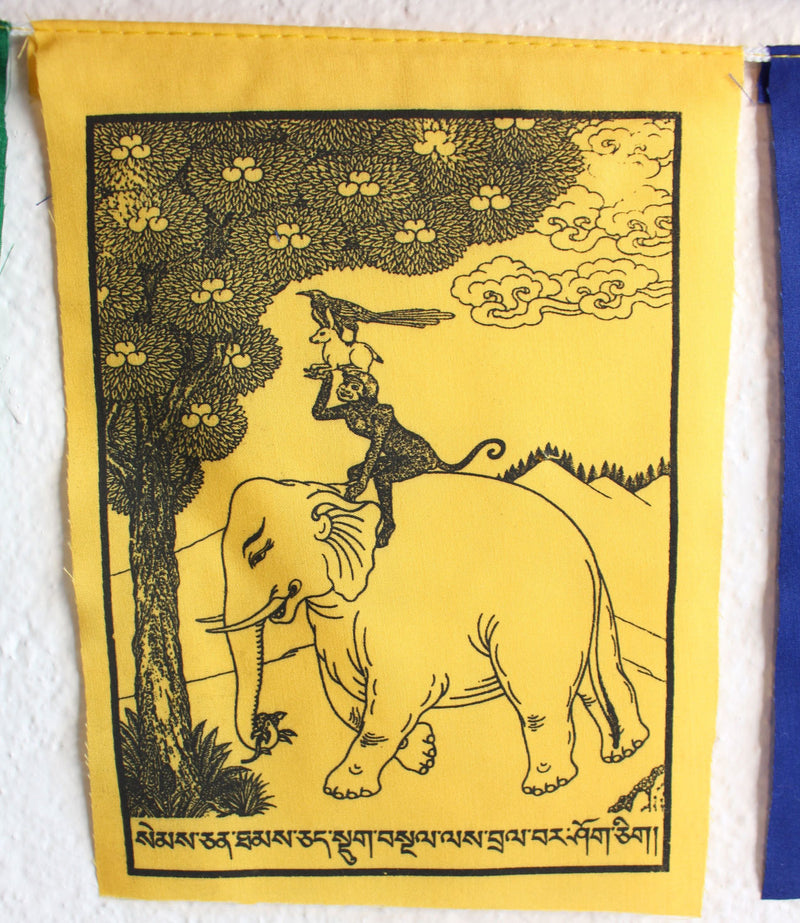 The Four Harmonious Animals Prayer Flags - nepacrafts