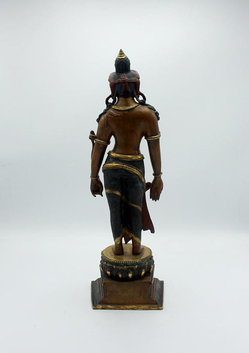 Copper Oxidized Standing Tara Statue 17 Inch
