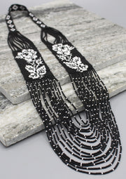 Black and White Multi-Layer Glass Beads Women's Necklace - nepacrafts