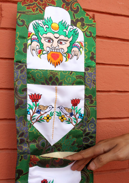 Embroidered Letter Case Brocade Tibetan Hanging Banner - nepacrafts