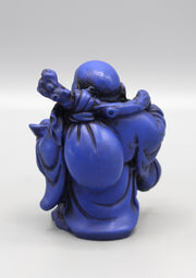 Blue Laughing Buddha with Sack Resin Statue - nepacrafts