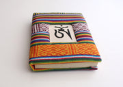 Bhutanese Fabric Hard Cover Thick Lokta Paper Journal Book with Tibetan Om - nepacrafts
