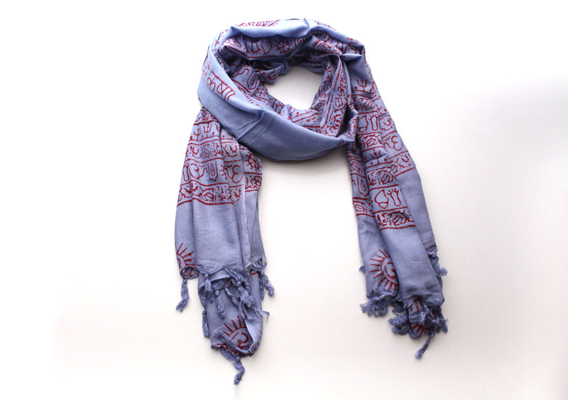 Hindu Lord Krishna Printed Cotton Meditation Summer Shawl with Fringes - nepacrafts