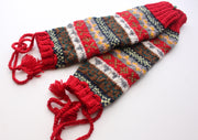 Bright Red Border Multicolor Woolen Legwarmers with Knitted Lace - nepacrafts