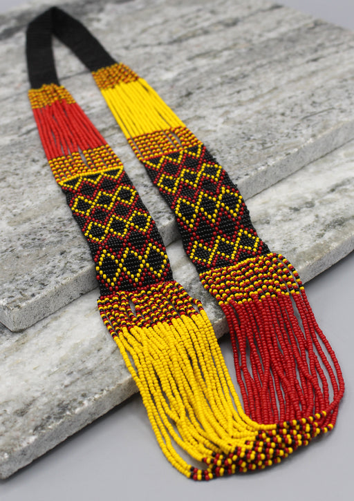 Hand Crochet Yellow and Black Women's Necklace - nepacrafts