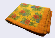 Flower Printed Yellow Felt Floor Rug - nepacrafts