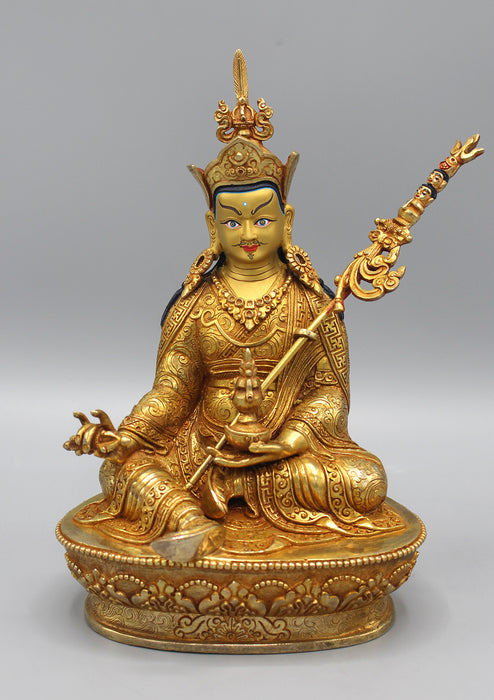 Fully Gold Plated Guru Padmasambhava Statue - nepacrafts