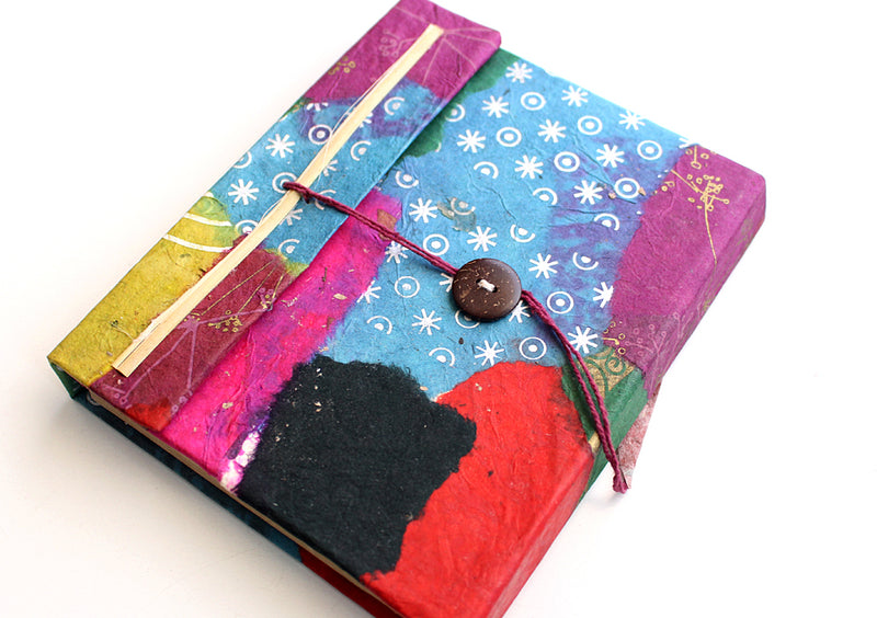 Spiral Star Printed Knot Design Purple Color Lokta Paper Journal Book - nepacrafts