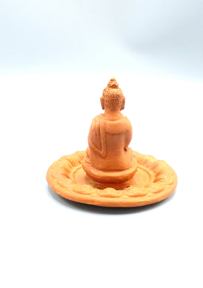 Handmade Terracotta Buddha Statue Incense Burner