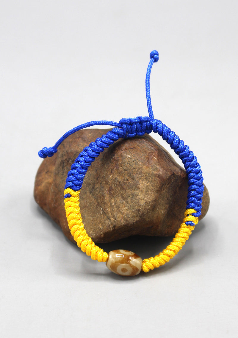 Tibetan Colorful Thick Lucky Knot Bracelet with Dzi Beads