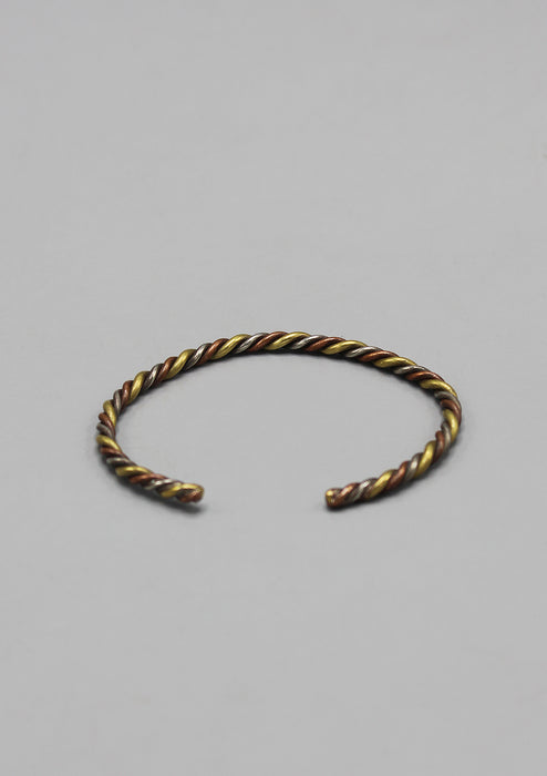 Flat Twisted Copper Bracelet, Three Metal Twisted Cuff Bracelet