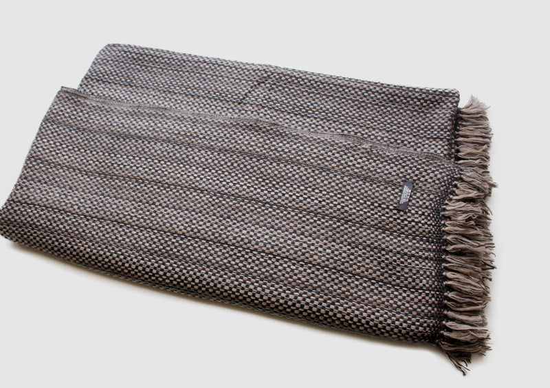 Luxurious Black and Grey Hand Knitted Cashmere Blanket - nepacrafts