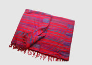 Blue Stripe Red Woolen Blanket Wrap - nepacrafts