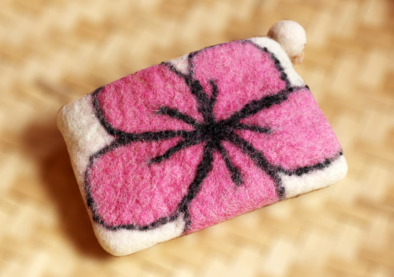 Gorgeous Felt Wool Flower Pattern Women's Coin Pouch 4"x6" - nepacrafts
