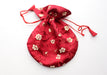 Hongkong Silk Drawstring Pouch with Floral Motifs, Jewelry Pouch - nepacrafts