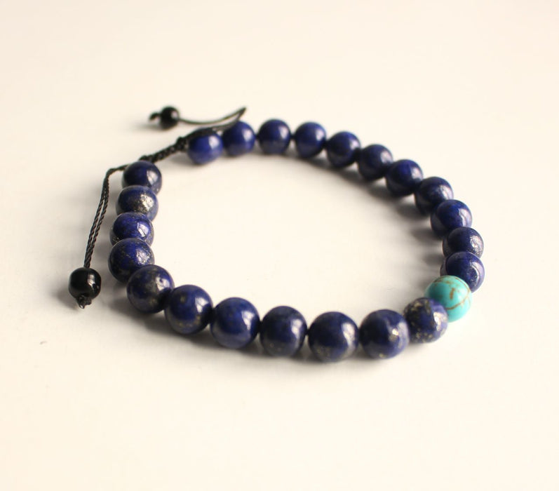 Lapis Lazuli Energy Bracelet with Turquoise Spacer