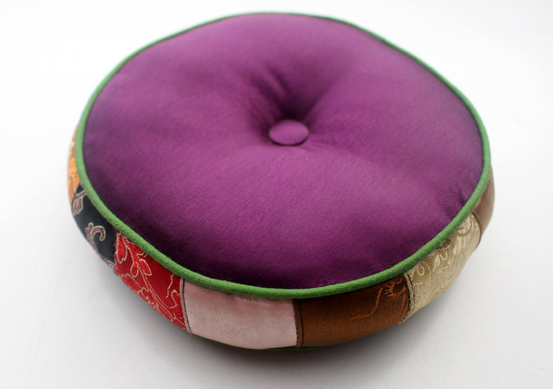 Colorful Handmade Silk Singing Bowl Cushion with Border - nepacrafts