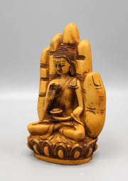 Blessing Palm Brown Buddha Resin Statue - nepacrafts