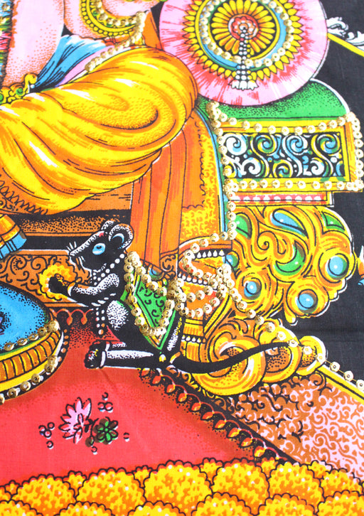 Hindu Lord Ganesha Printed Cotton Fabric Tapestry Wall Hanging - nepacrafts