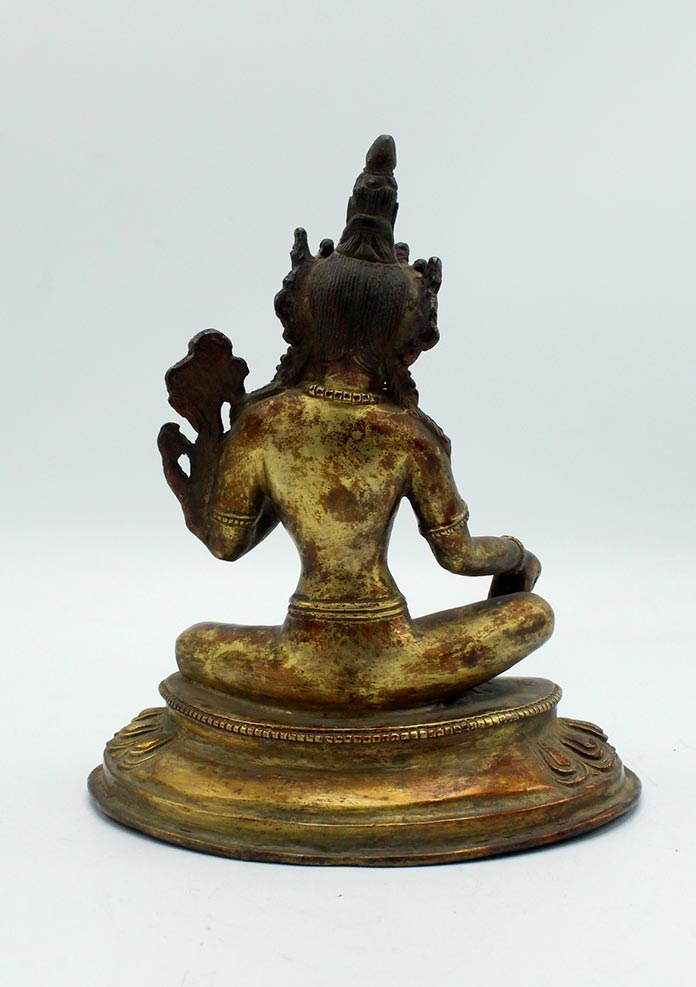 Antique Copper Green Tara Statue 7 Inches