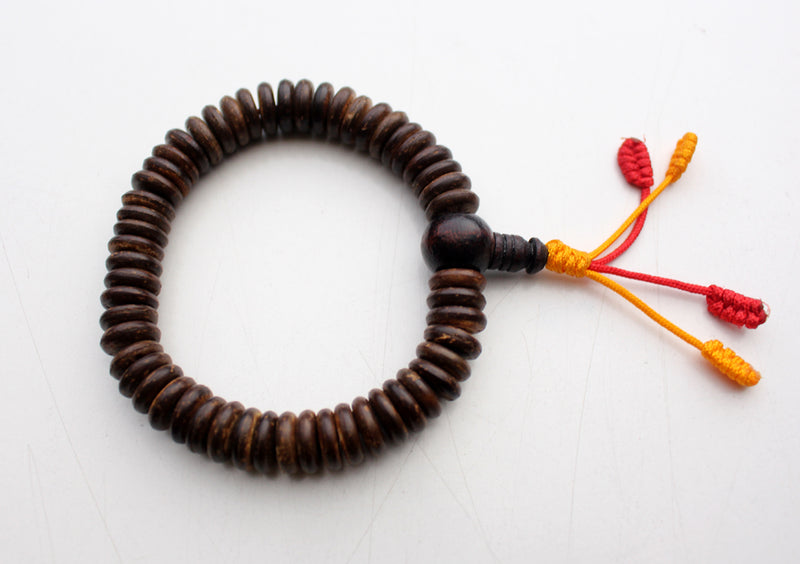 Disk Shaped Prayer Beads Bracelet, Coconut Wrist Mala - nepacrafts