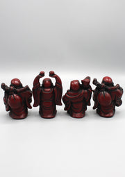 Set of 4 Maroon Laughing Buddha Statue - nepacrafts