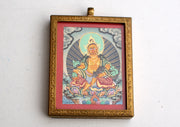 Yellow Zambala Mini Thangka Amulet Pendant - nepacrafts