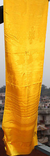 Eight Auspicious Symbol Yellow Color  Silk Scarf Khata KH30
