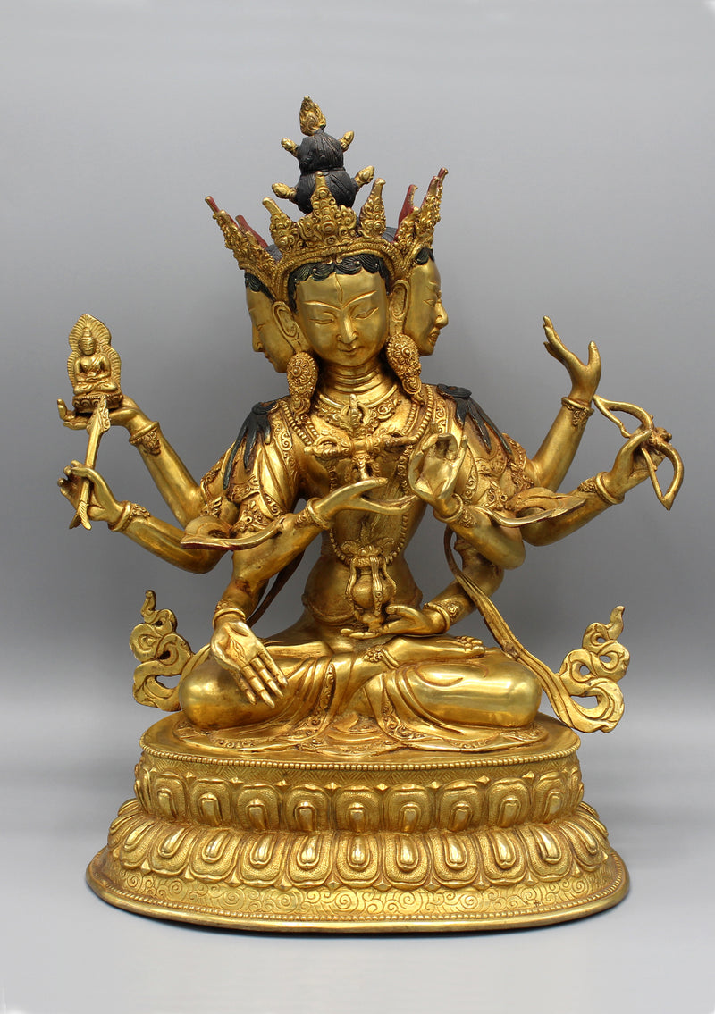 Tibetan Buddhist Namgyalma Gold Plated Statue - nepacrafts