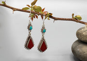 Coral Dangle Sterling Silver Earrings - nepacrafts