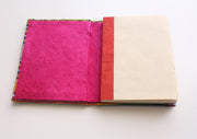 Bhutanese Fabric Hard Cover Thick Lokta Paper Journal Book with Tibetan Om - nepacrafts