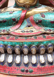 19" High Chenrezig Statue Inlaid Turquoise and Stone - nepacrafts