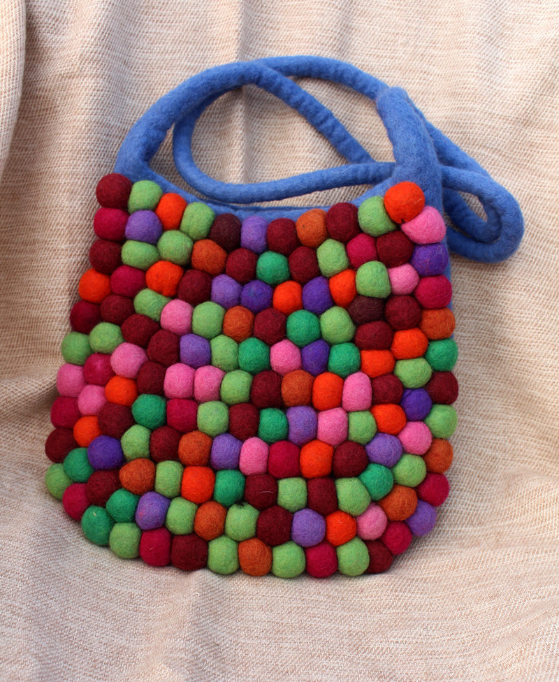 Blue Felt Balls Totes - nepacrafts