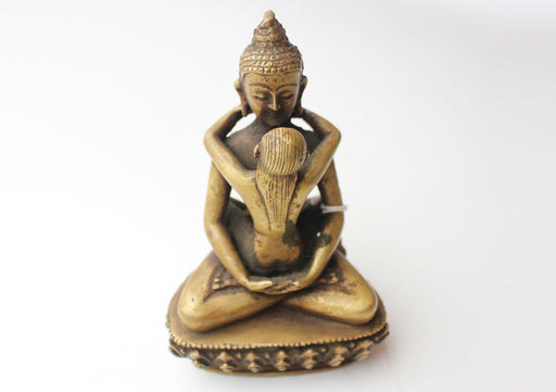 Brass Samantabhadra Statue 4.5" High-Buddha Shakti Statue ST383 - nepacrafts