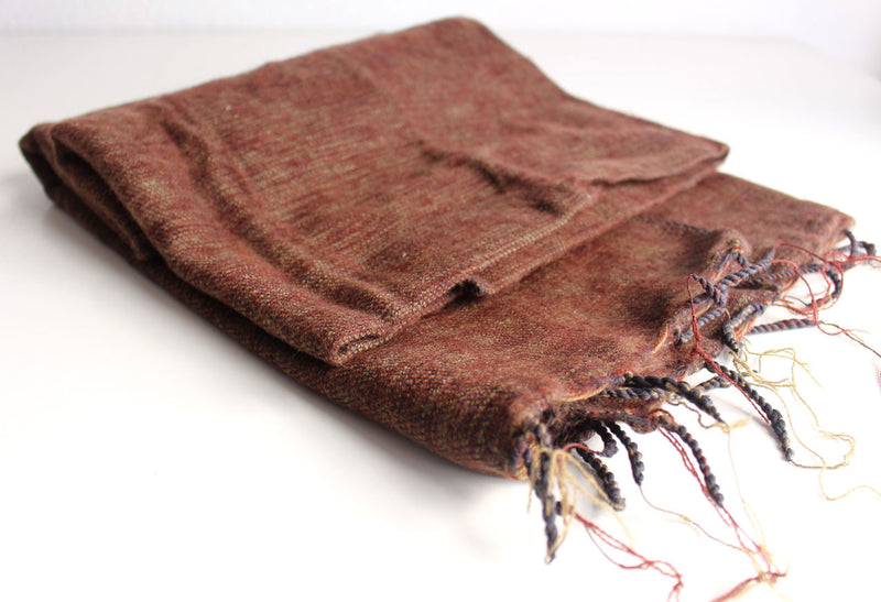 Plain Yak Shawl Brown - nepacrafts