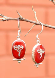 Buddha Eyes Silver Drop Earrings - nepacrafts